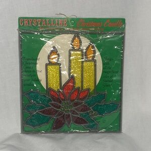 Vintage 1974 Crystalline Christmas Candle See-Through Suncatcher - New WO tags